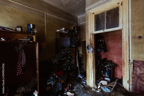 Consequences of fire at apartment room after the fire