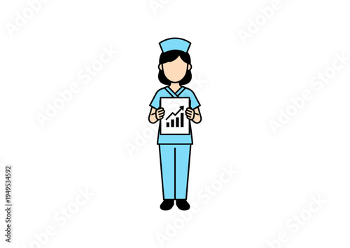 Dedicated healthcare worker showcasing vital medical data analysis with positive statistical growth report