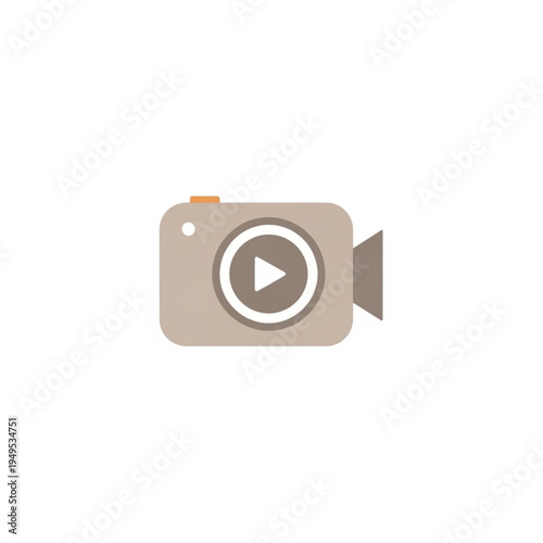 A sleek digital camera vector icon featuring a modern lens and flash button design, isolated on a white background as a professional photography symbol for web and technology equipment illustration