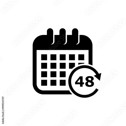 Minimalist 48 hours calendar icon suitable for tracking logistics, shipping estimates, or two-day processing durations.