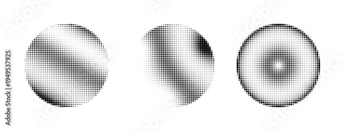 Set of abstract halftone dotted circles