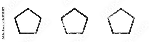 Set of grunge borders in pentagon form