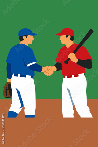 Flat Vector of Baseball Players Promoting Peace and Fair Play