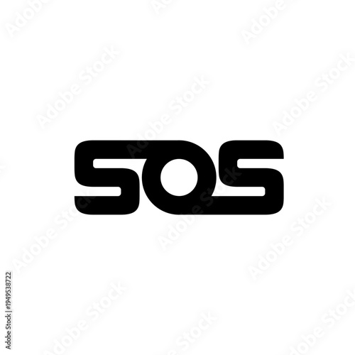 SOS distress signal logo design in minimalist black and white style