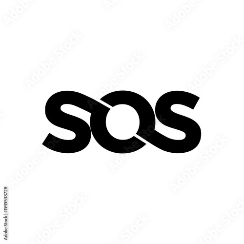 Stylized SOS Logo Wordmark Black on White Minimalist Graphic Design Concept