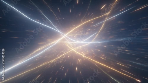 Abstract depiction of light beams converging in a tunnel like effect
