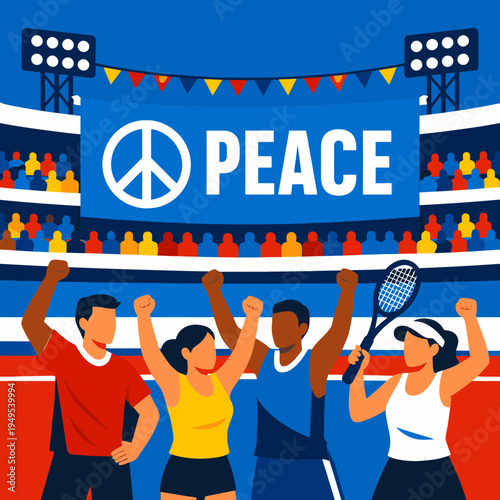 Vector Illustration of Peace Banner in Sports Arena