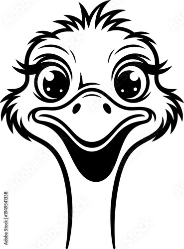 Cute ostrich head mascot logo vector illustration