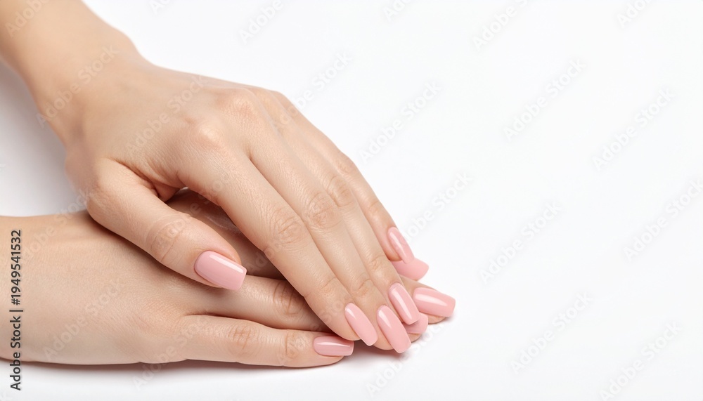 Naklejka premium Delicate manicured hands delicate nails