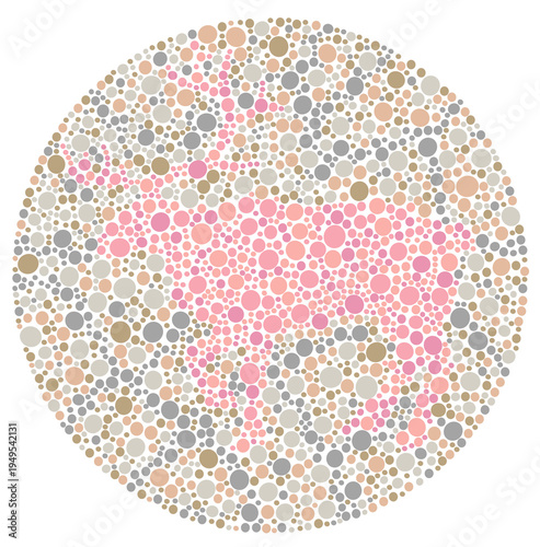 Obraz na plátně Red-Green Color Blindness Detection Through Deer Image Contrast on Dot Mosaic
A