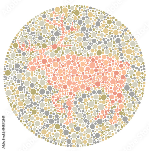 Obraz na plátně Red-Green Color Blindness Detection Through Deer Image Contrast on Dot Mosaic
A