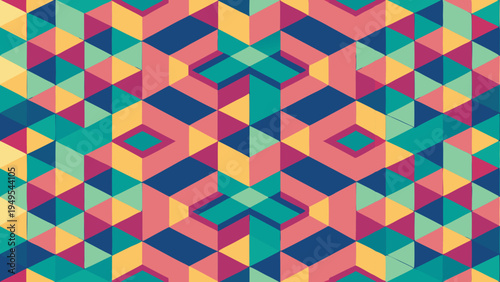 Geometric pattern of triangles and diamonds in vibrant colors