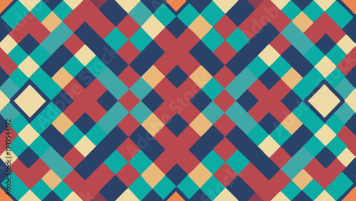 Retro geometric pattern with diamonds and warm color scheme