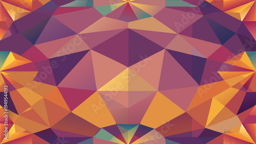 Abstract polygonal background in warm tones and symmetrical design