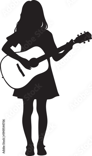 girl playing guitar Silhouette
