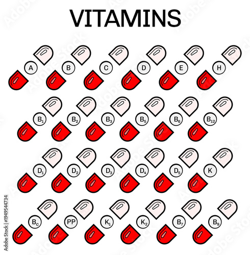 Set icon vitamin and mineral complex, medicine and health, infographic, vector illustration.