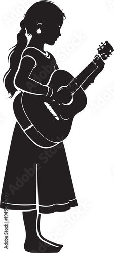 girl playing guitar Silhouette