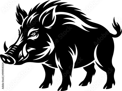 Wild boar silhouette vector graphic design