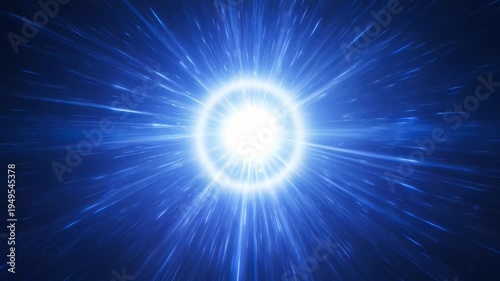 Blue space warp with light beams coming from the center of universe