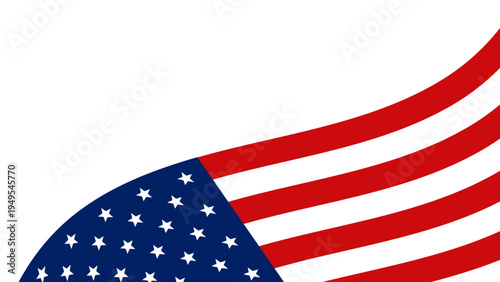 USA flag background with copy space. Realistic waving American flag for patriotic design, election banner, holiday poster, advertisement, and political content.