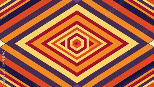 Abstract geometric pattern with vibrant warm colors and symmetry