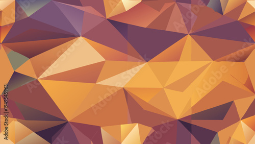 Abstract polygonal background with warm orange and purple tones