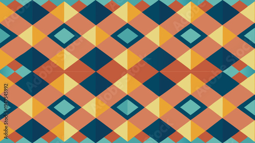 Geometric diamond pattern with retro color scheme seamless background