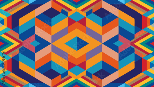Fotografie Vibrant geometric pattern background with colorful shapes and lines