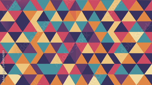 Abstract geometric background with colorful triangles and retro vibe