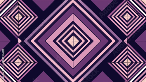 Abstract geometric pattern with concentric purple diamond shapes