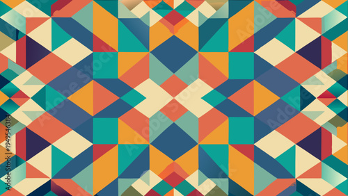 Abstract geometric pattern with triangle shapes, retro color theme