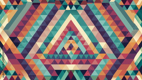 Colorful triangular pattern with balanced symmetry and vintage aesthetic
