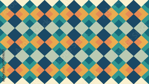 Retro diamond pattern with overlapping shapes and vivid colors