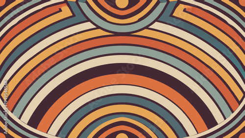 Abstract retro background with colorful concentric arc pattern