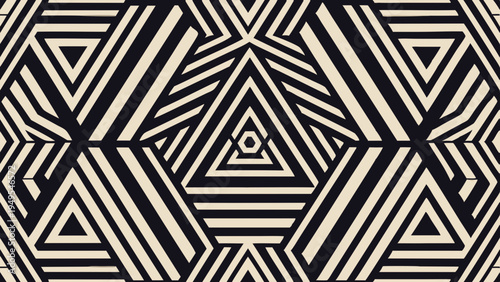 Abstract geometric pattern with black and white triangular shapes