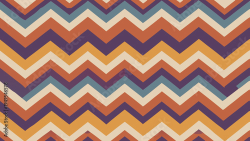 Fotografija Retro Chevron Pattern in Earthy Tones, Seamless Repeat