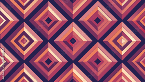 Abstract retro diamond pattern with warm color variations