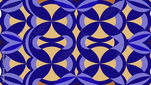Abstract geometric pattern in blue and tan hues