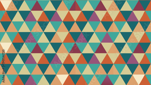 Colorful geometric triangles forming a seamless retro pattern