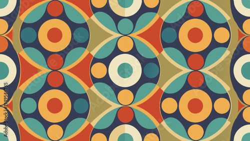 Retro Geometric Pattern with Circles and Overlapping Forms