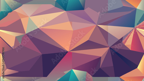Polygonal abstract background with warm and cool color gradients