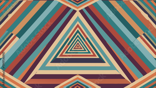 Abstract retro triangle tunnel with blue and orange shades
