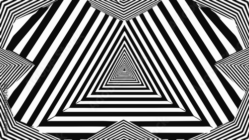 Hypnotic Black and White Striped Triangle Optical Illusion Design