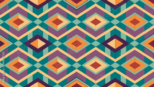 Geometric diamond pattern with retro color scheme design
