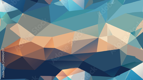 Abstract geometric background with triangles in blue and tan hues