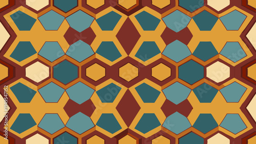 Geometric Pattern of Interlocking Hexagons and Diamond Shapes