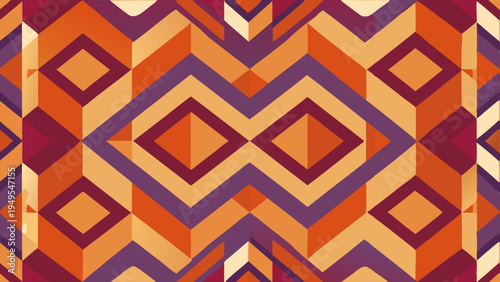 Geometric diamond pattern with vibrant orange and purple hues