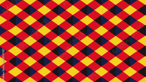 Abstract geometric diamond pattern in primary colors repeat background