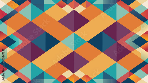 Abstract geometric pattern in vibrant colors with diamond symmetry