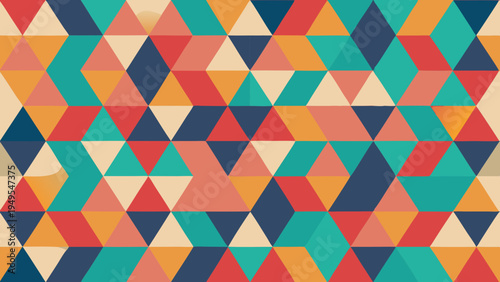 Colorful retro geometric triangle pattern background graphic illustration
